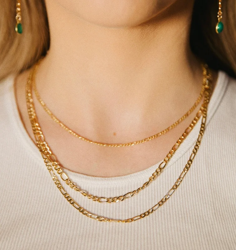 Dainty Gold Chain Necklace-Gold Filled Figaro Chains