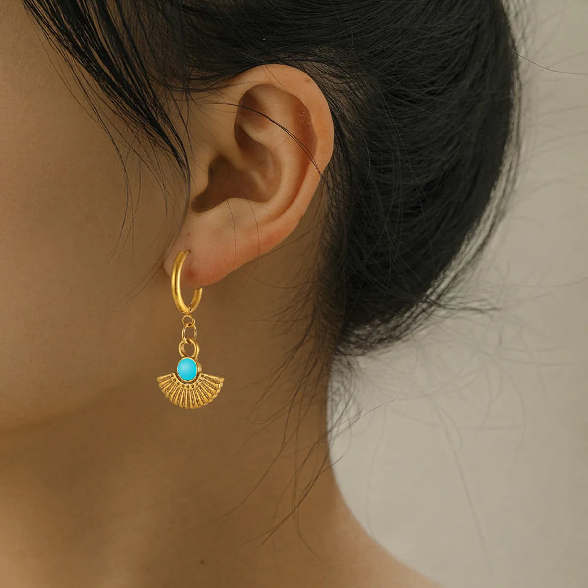 1 Pair Classic Style Solid Color Plating Stainless Steel Gold Plated Drop Earrings