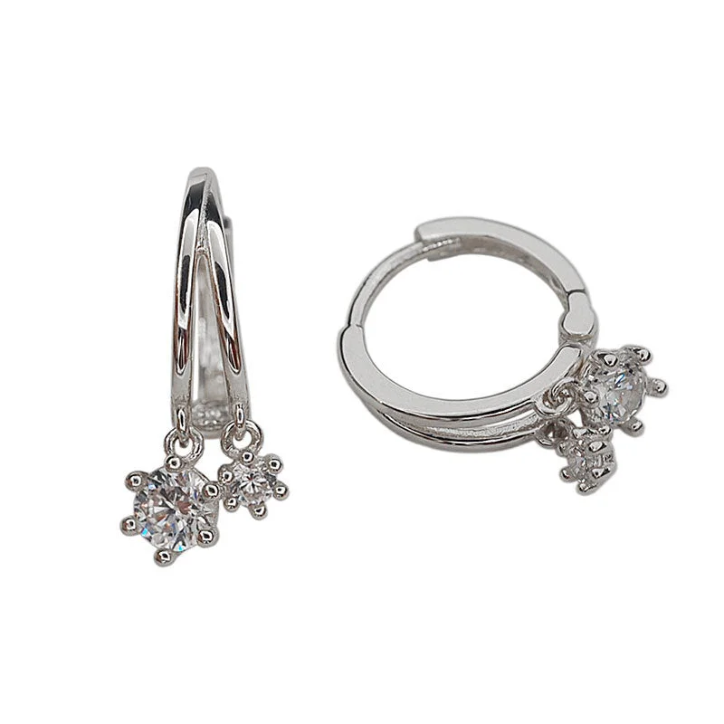 Size Zircon Earrings-Meihu Ear Studs [White Gold Color]]