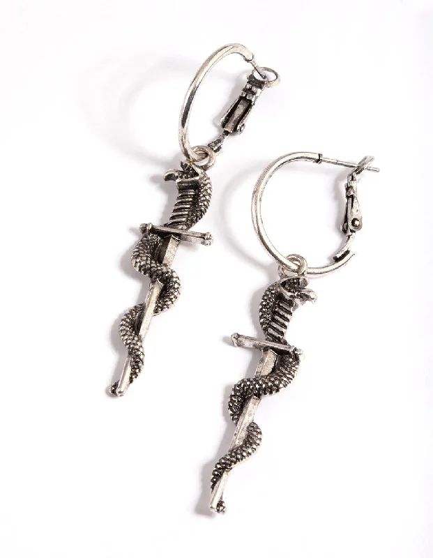 Luxury Bridal Earrings-Silver Dager Twist Hoop Earrings