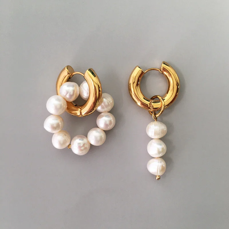 Asymmetric Freshwater Pearl Ear Buckle