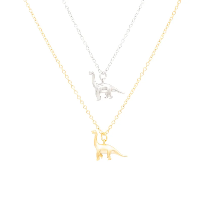 Simple Gold Chain Necklace-Brachiosaurus Charm Necklace