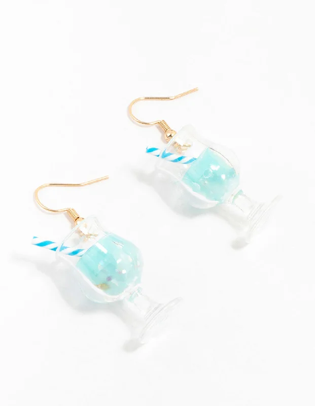 Wedding Pearl Earrings-Plastic Cocktail Straw Drop Earrings