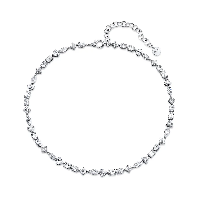 Silver Rope Necklace-READY TO SHIP MEGA MIXED DIAMOND TENNIS NECKLACE