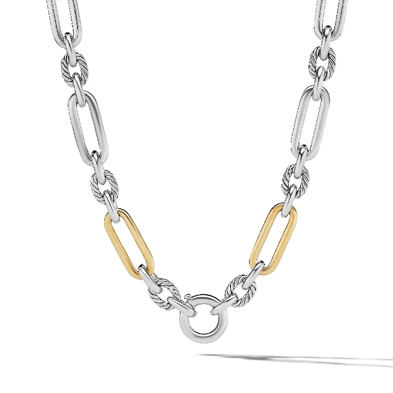 Dainty Crystal Necklace-Lexington Chain Necklace in Sterling Silver with 18K Yellow Gold\, 9.8mm