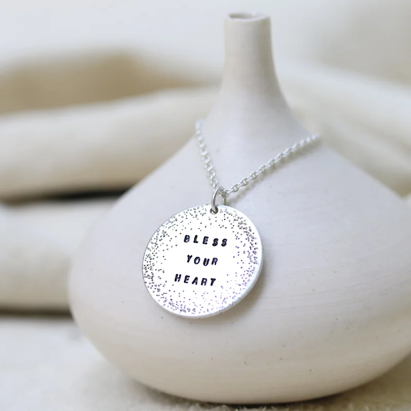 Wedding Necklace for Bridesmaids-BLESS YOUR HEART | SMALL COIN NECKLACE