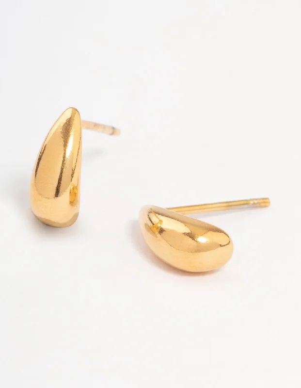 Unique Dangle Earrings-Gold Plated Surgical Steel Mini Puffy Stud Earrings