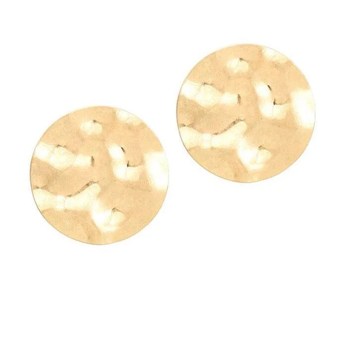 Black Diamond Earrings-Hammered Disc Stud Earrings