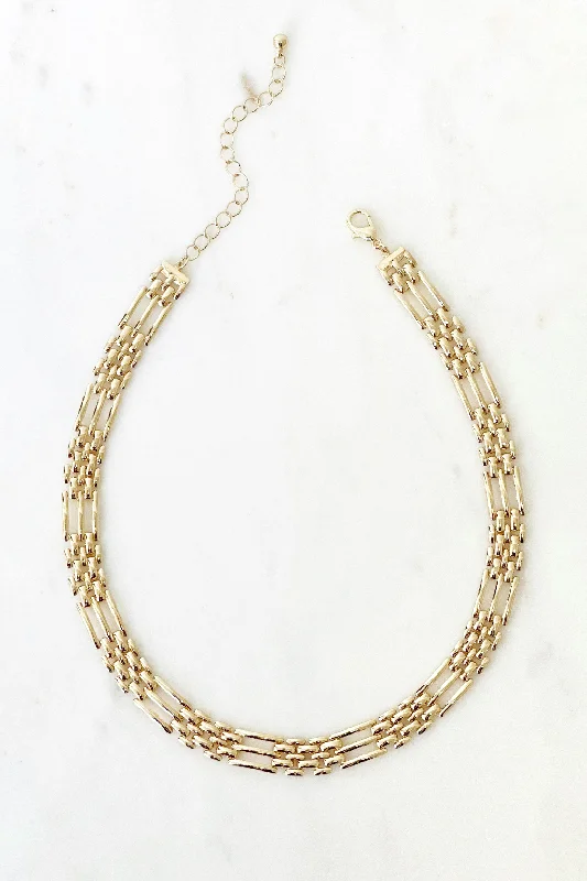 Long Chain Pendant Necklace-Gold Watch Link Necklace