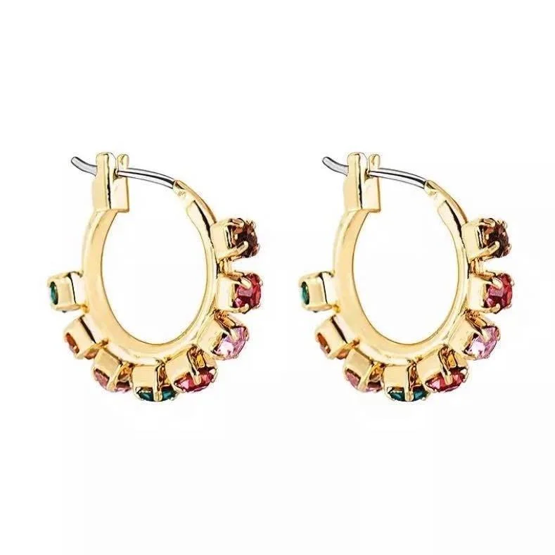 Tassel Earrings for Women-Rainbow Huggie Earrings with Cubic Zirconia Stones