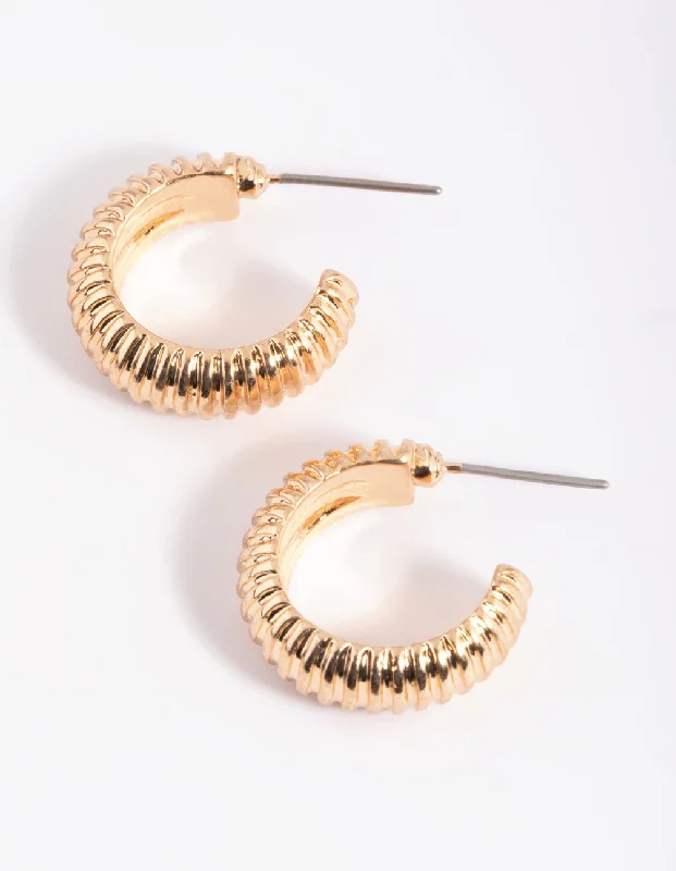 Pearl Earrings for Weddings-Gold Coil Hoop Earrings