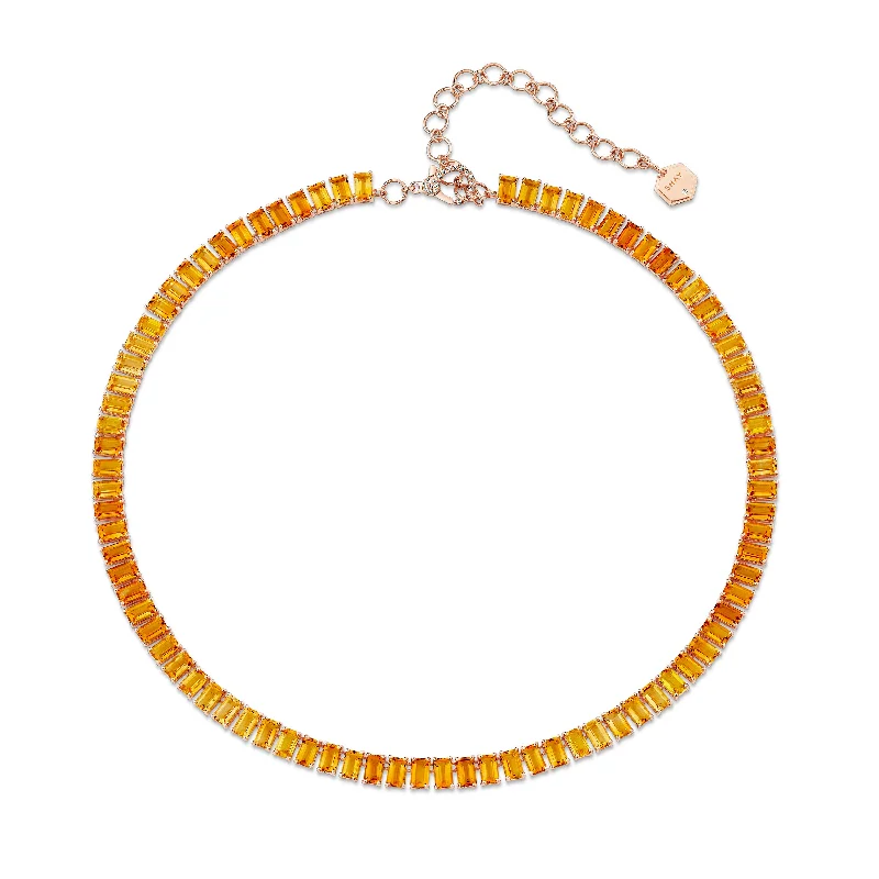 Stylish Heart Necklace-YELLOW SAPPHIRE & CITRINE OMBRE ETERNITY NECKLACE