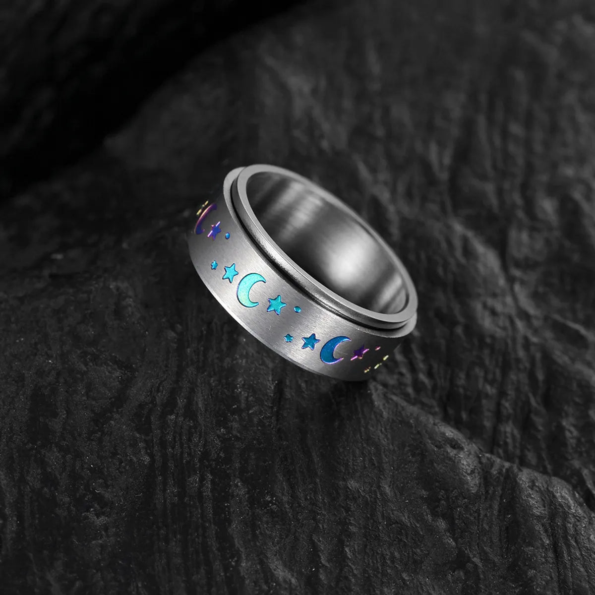 Handcrafted Wedding Band-Fashion Star Moon Stainless Steel Rings