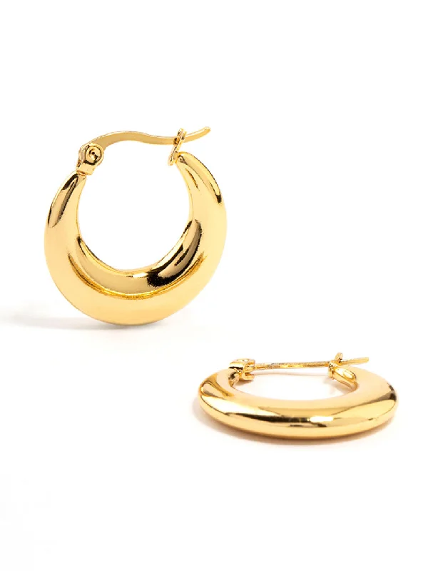 Multi-Colored Earrings-Waterproof Gold Plated Stainless Steel Crescent Hoop Earrings