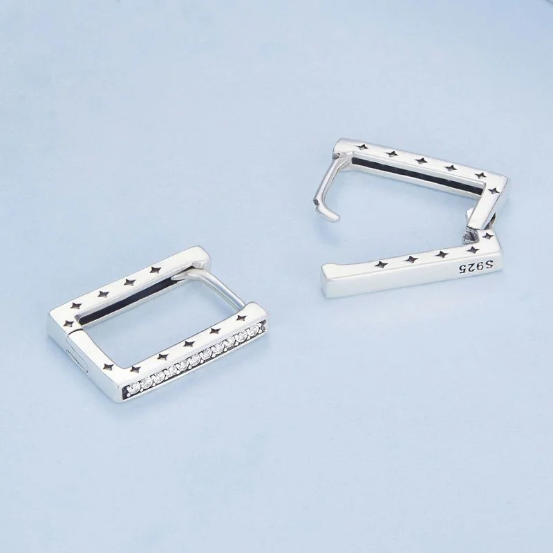 Silver Band Ring with Diamonds-1 Pair Glam Romantic Square Inlay Sterling Silver Zircon Ear Cuffs