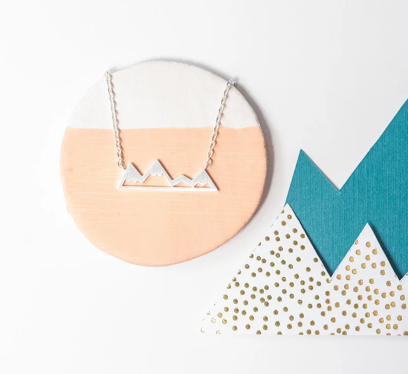 Customizable Gold Necklace-Mountain Range Charm Necklace