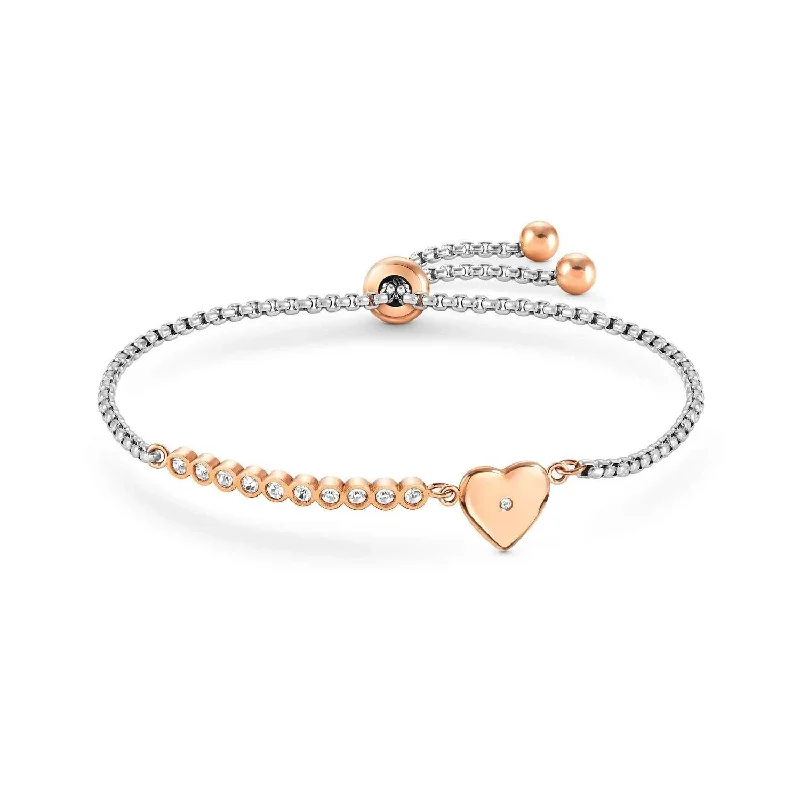 Personalized Name Bracelet-Nomination Milleluci Silver and Rose Gold Heart Bracelet