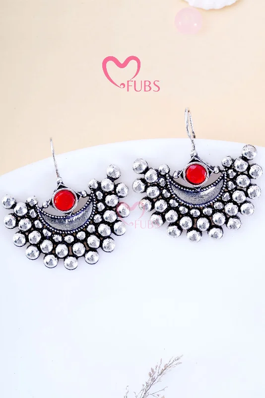 Fashion Hoop Earrings-Elegance Oxidized Lal Chand Earrings