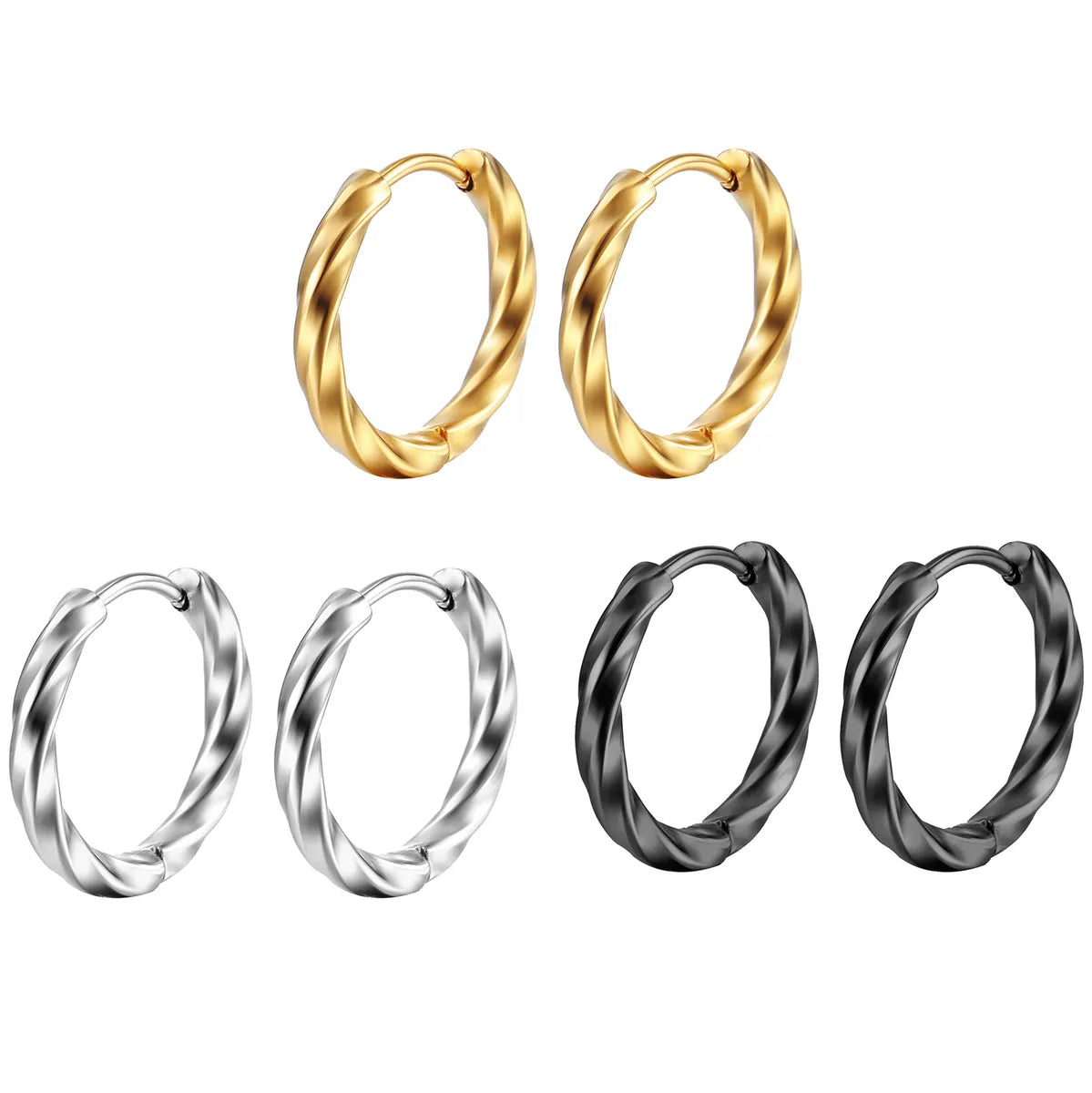 Fashion Round Stainless Steel Plating Hoop Earrings 1 Pair