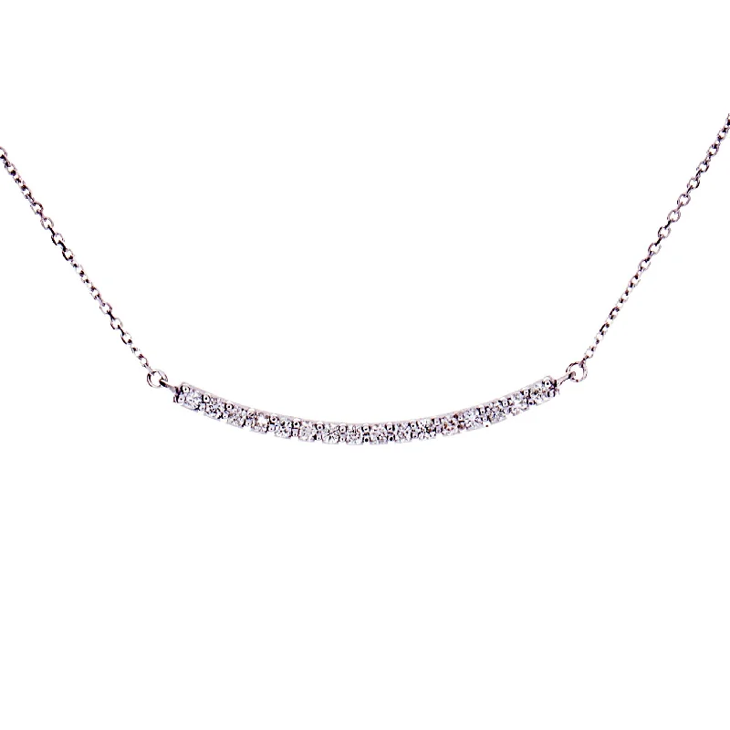 Statement Silver Pendant Necklace-Diamond Bar Necklace