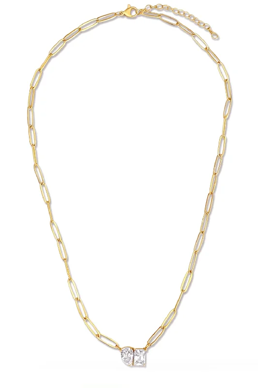 Elegant Gold Necklace-Cecilia Toi et Moi Necklace