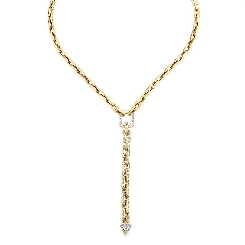 Wedding Necklace for Bridesmaids-READY TO SHIP DIAMOND MINI DECO LINK PAVE LARIAT