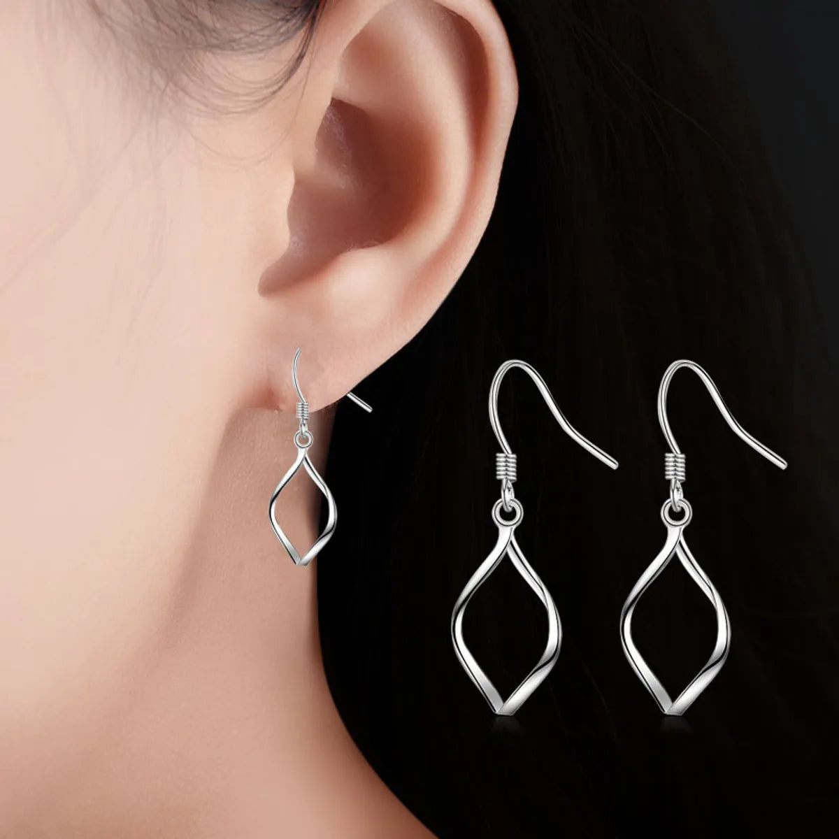 1 Pair Simple Style Geometric Plating Copper White Gold Plated Drop Earrings