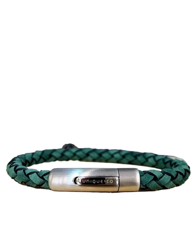 Luxury Gemstone Bracelet-Unique & Co Green Suede Leather Bracelet