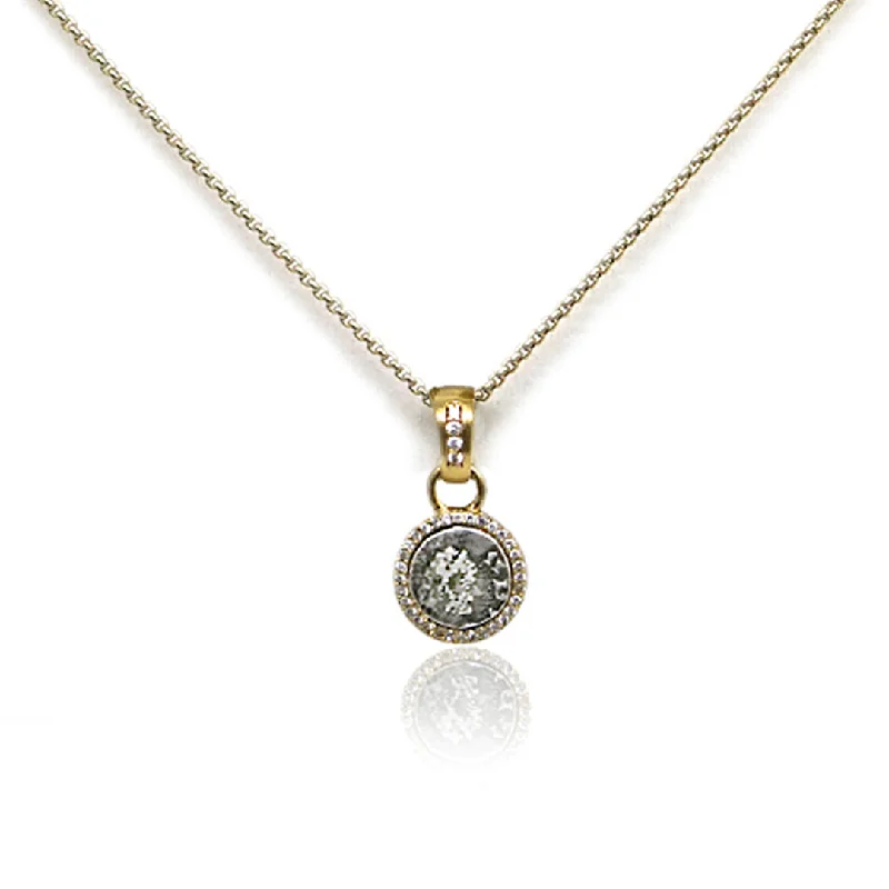 Beaded Necklace for Summer-GOLD PAVIA COIN & PAVÉ FRAME NECKLACE