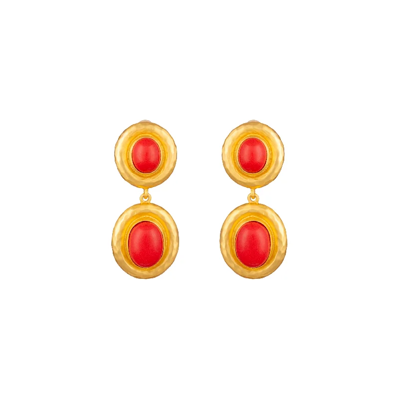 Colorful Pearl Earrings-Carla Earrings Red Coral