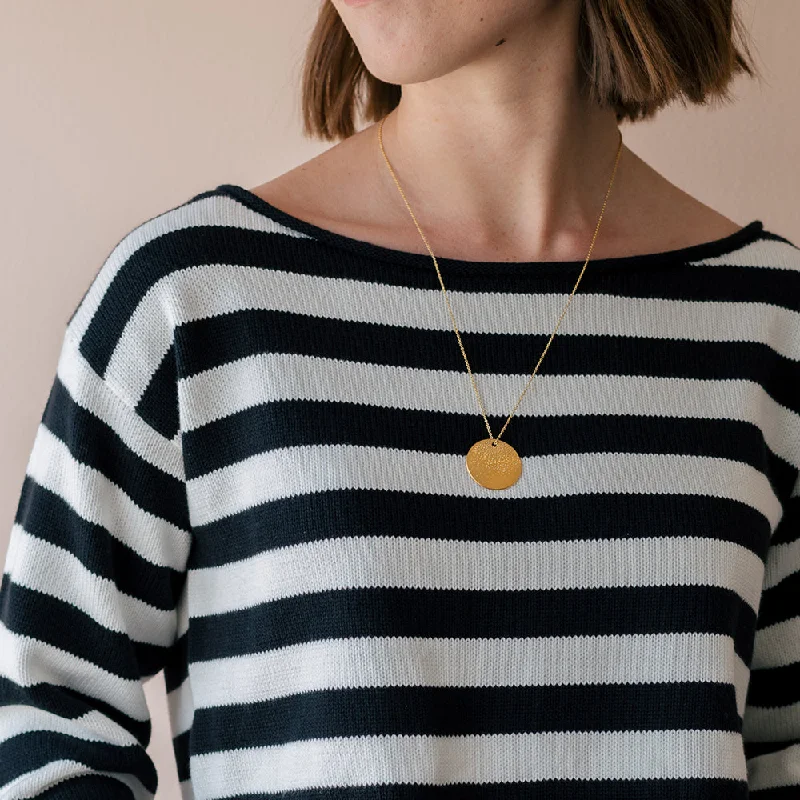 Layered Heart Necklace-DIAMOND DUSTED LARGE COIN NECKLACE