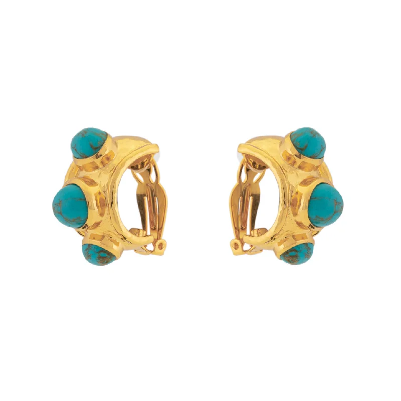 Luxury Wedding Earrings-Nova Earrings Golden Turquoise