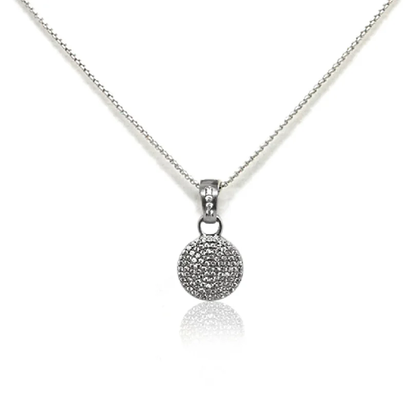 Elegant Gold Pendant Necklace-VINTAGE SILVER PAVE DISC NECKLACE