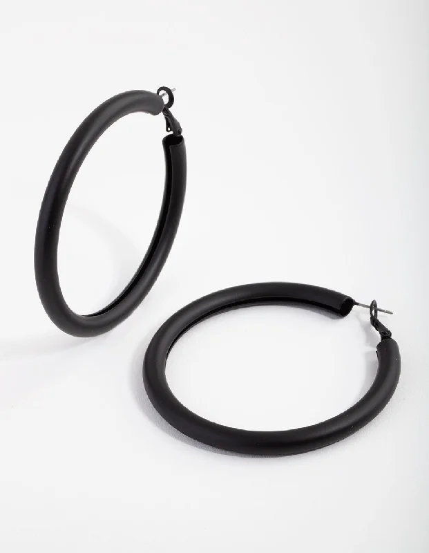 Vintage Stud Earrings-Matte Tube Hoop Earrings