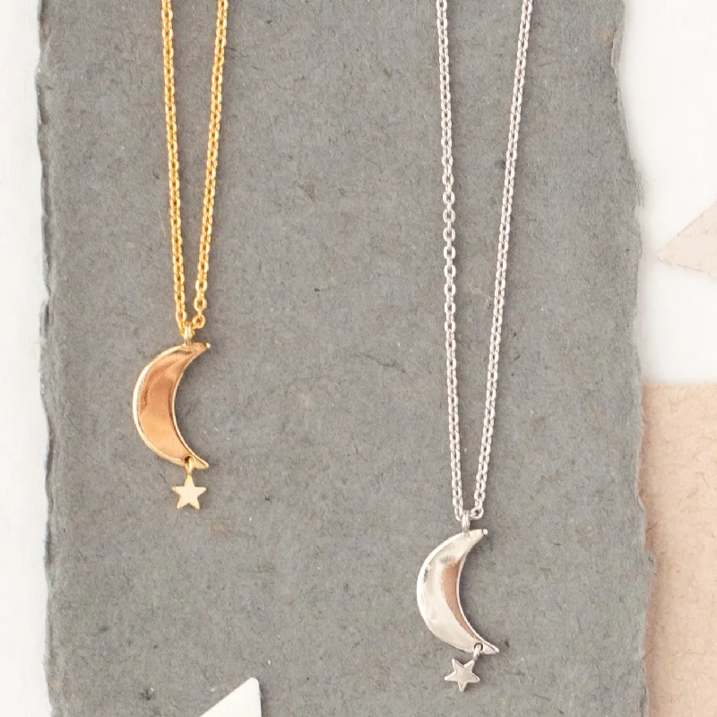 Custom Pendant Necklace for Women-Moon with Star Charm Necklace