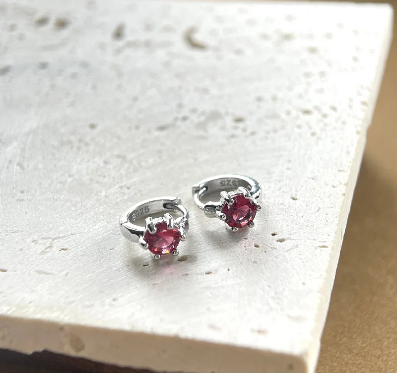 Dewdrop Ear Clip White Gold Color/Rose Red Diamond