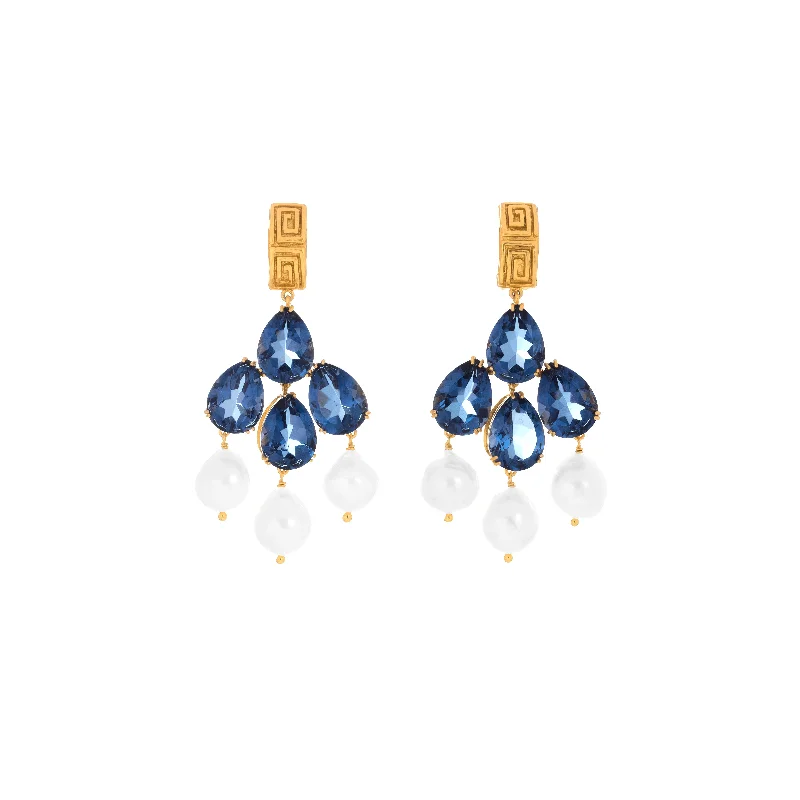 Bridal Hoop Earrings-Mykonos Earrings Sapphire Quartz