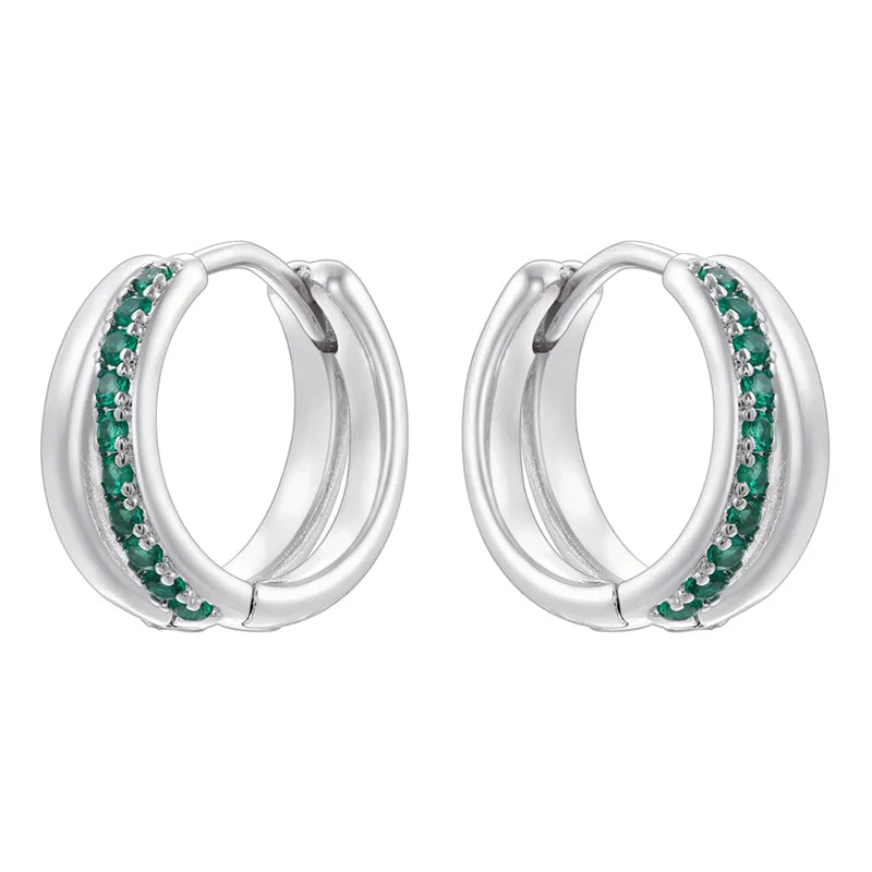 White Gold Color Green Diamond 1 Pair