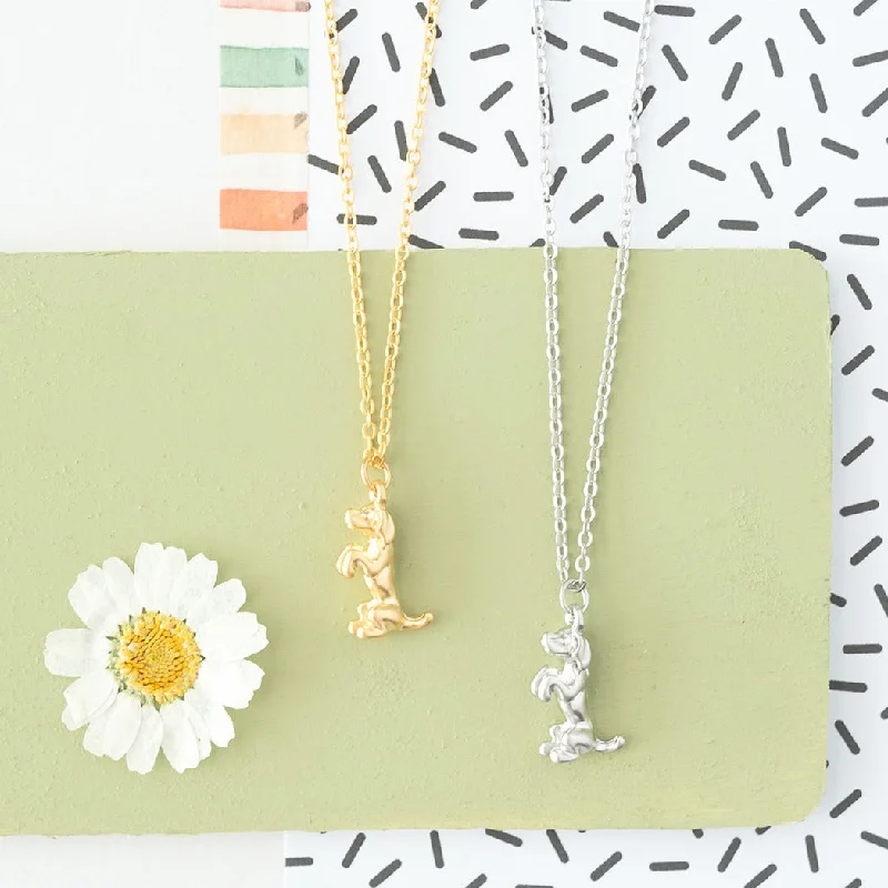 Geometric Gold Necklace-Dog Sitting Charm Necklace