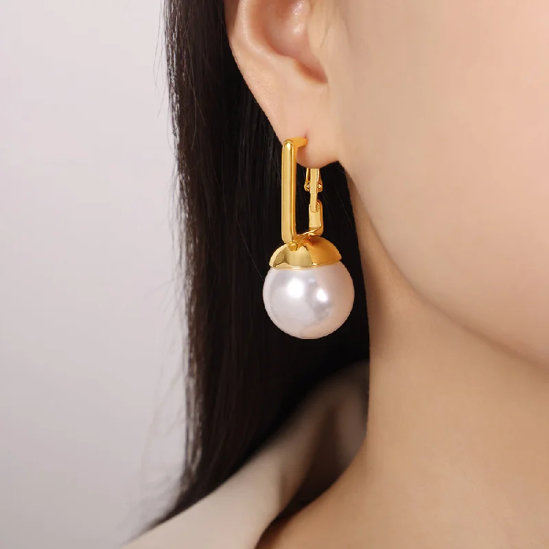 F1142-White Colorful Beads Gold Earrings