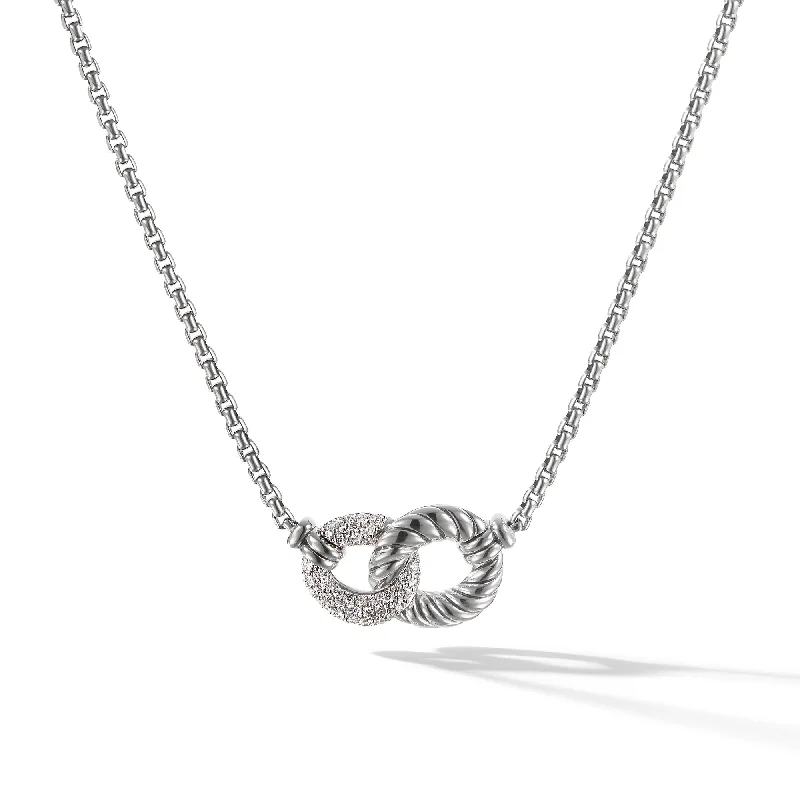 Stylish Gold Necklace-Belmont® Curb Link Necklace in Sterling Silver with Diamonds\, 20mm