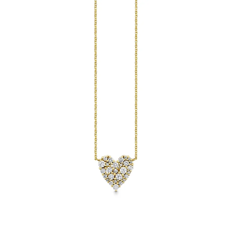 Stylish Beaded Necklace-Gold & Diamond Small Cocktail Heart Necklace