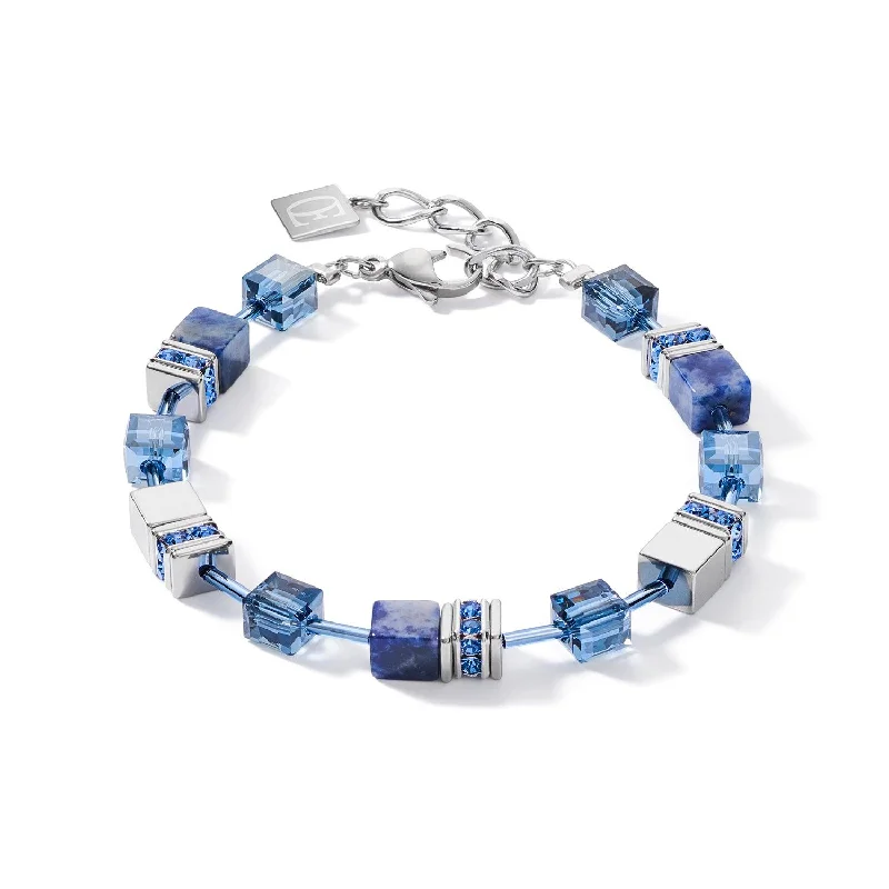 Black Beaded Bracelet for Men-Coeur De Lion GeoCUBE® Sodalite & Haematite Blue Bracelet