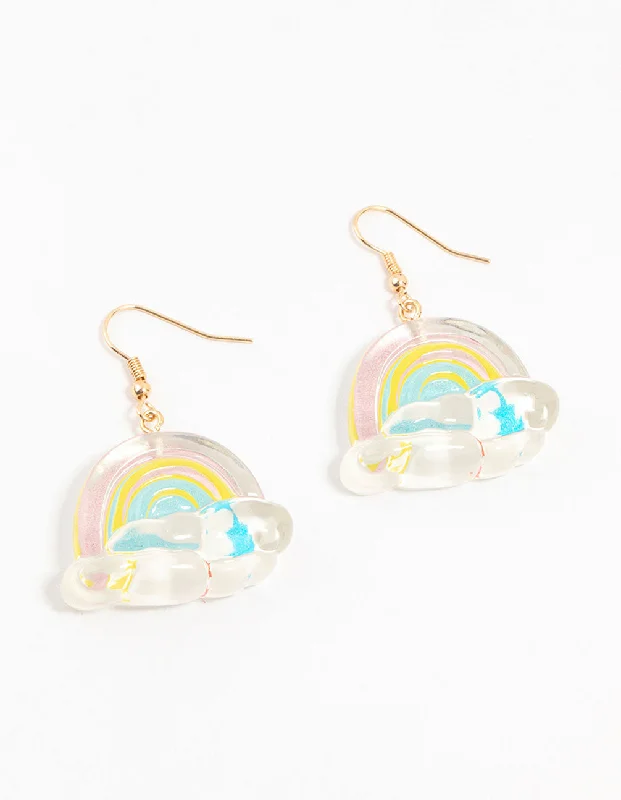 Pearl Earrings for Weddings-Acrylic Bubble Rainbow Drop Earrings