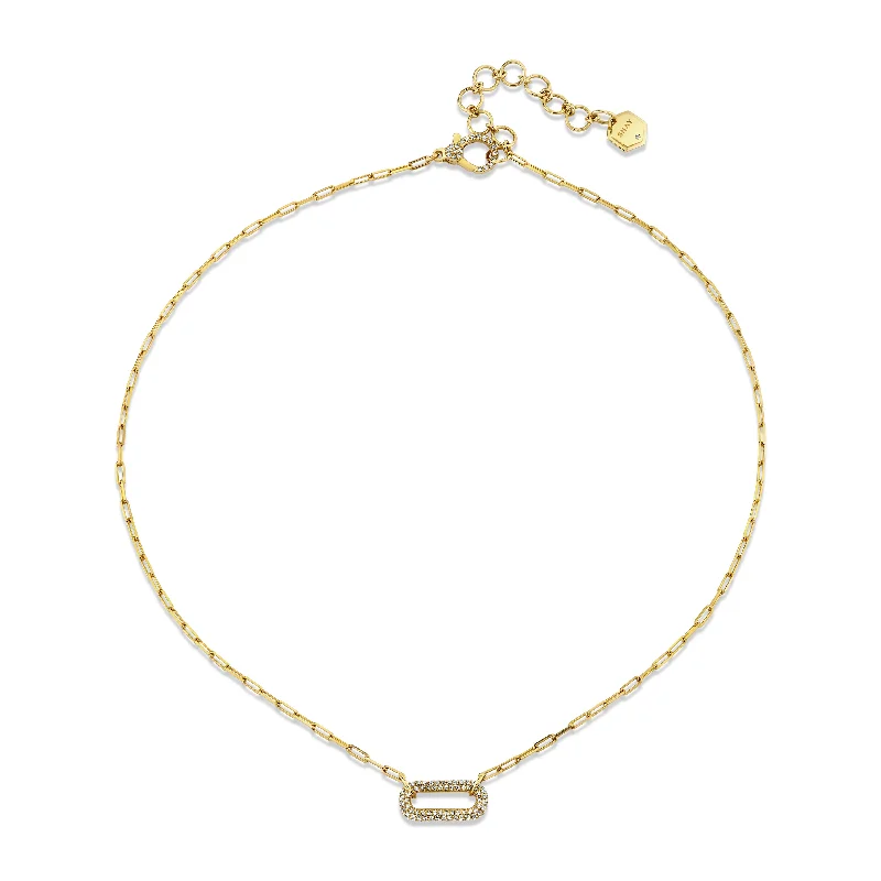 Luxury Pearl Necklace-SINGLE DIAMOND PAVE MINI CABLE LINK NECKLACE