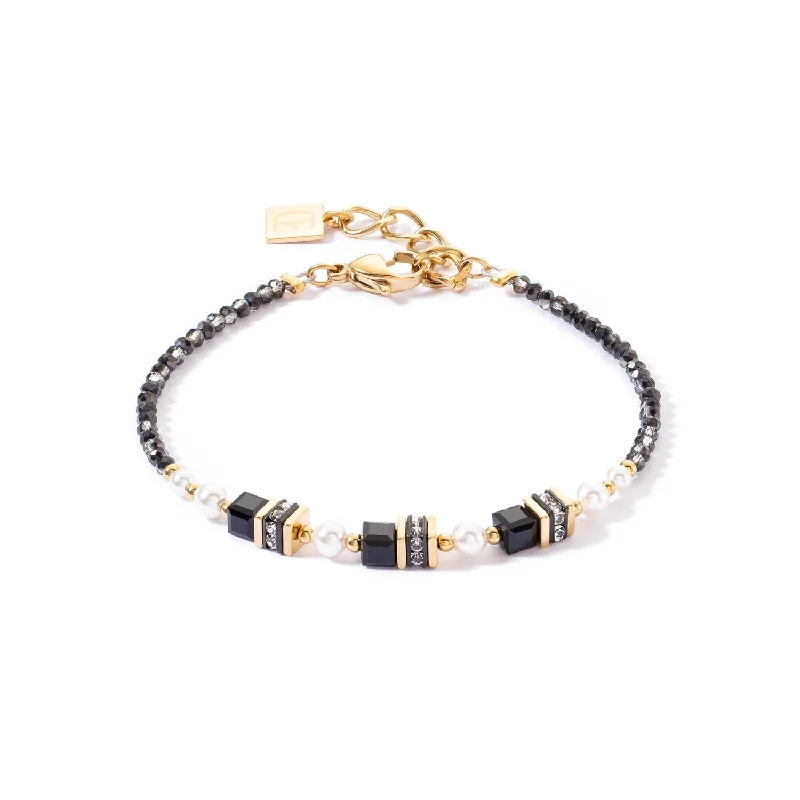 Fashionable Gold Beaded Bracelet-Coeur De Lion Sparkling Princess Gold Black Bracelet