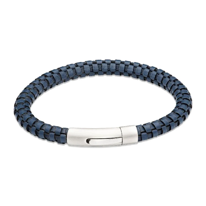 Simple Silver Chain Bracelet-Unique & Co Navy Leather Bracelet