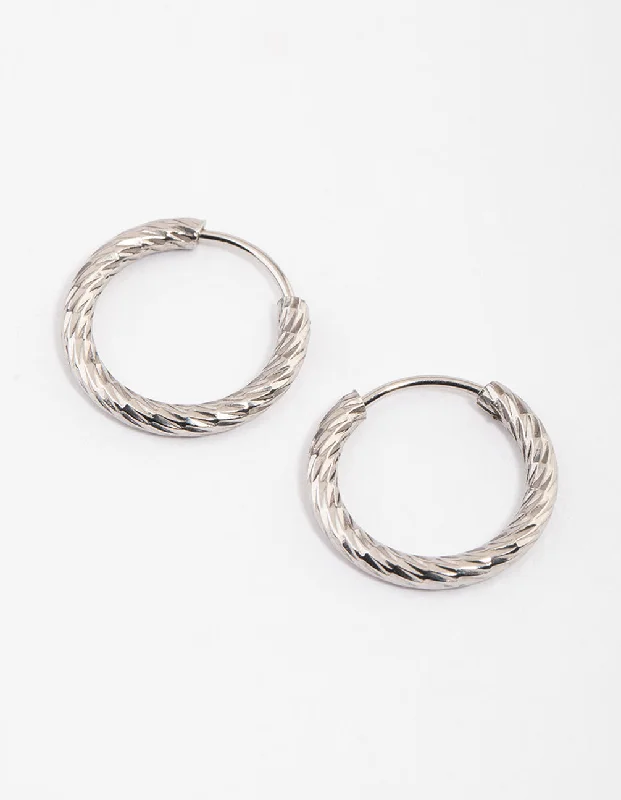 Layered Gold Earrings-Surgical Steel Twist Hoop Earrings