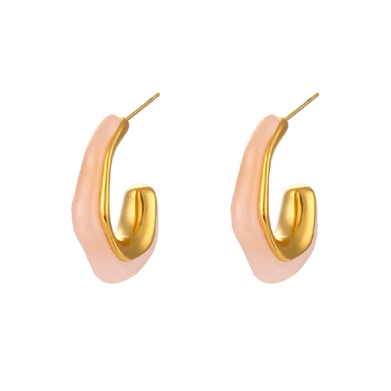 Open C- Type Acrylic Earrings-Pink