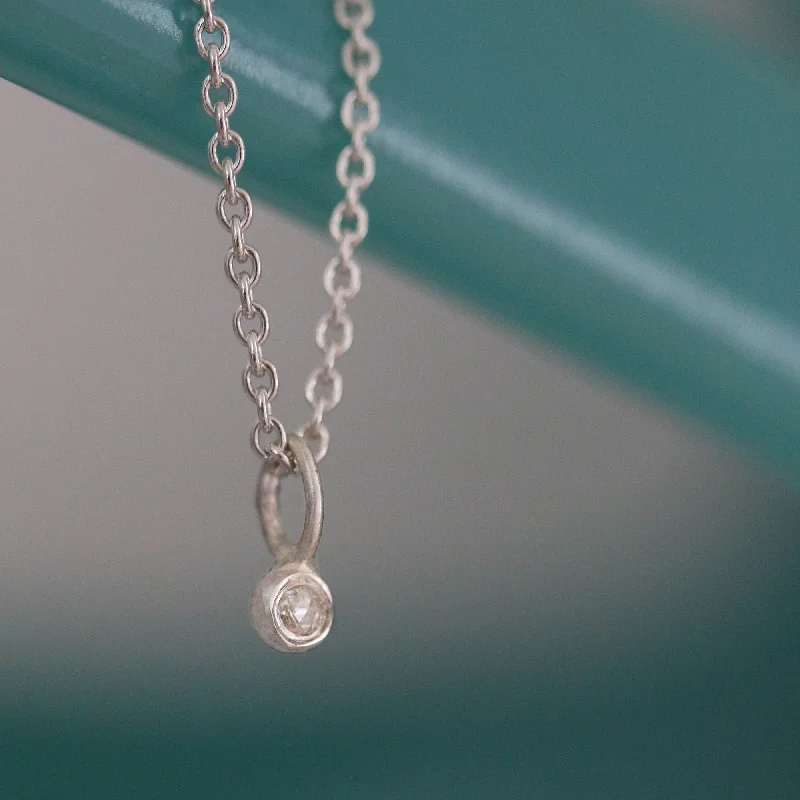 Layered Silver Necklace-DIAMOND ROSE-CUT NECKLACE